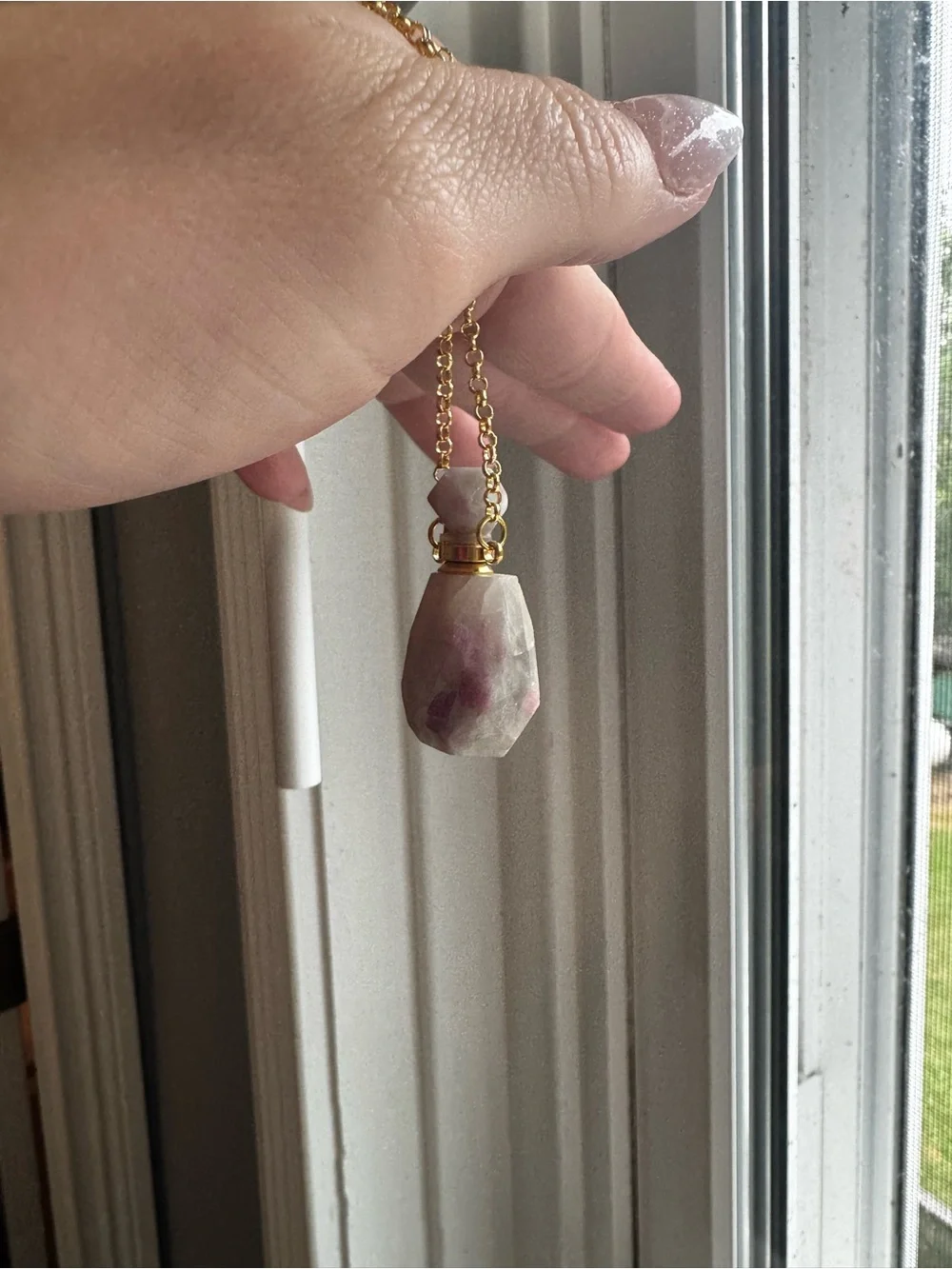Plated Gold Pink Tourmaline Necklace